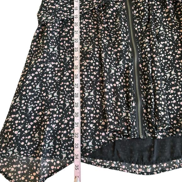 AllSaints Jayda Pepper Floral Zip Front Tie Back Mini Dress Size Medium - Picture 4 of 8